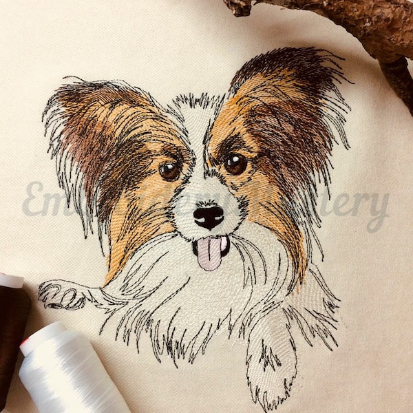 PAPILLON DOG machine embroidery design. 3 sizes. Instant download