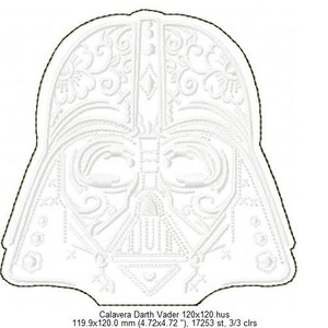 Star Wars embroidery. Darth Vader raw edge applique. Digitized embroidery. 5 sizes image 6