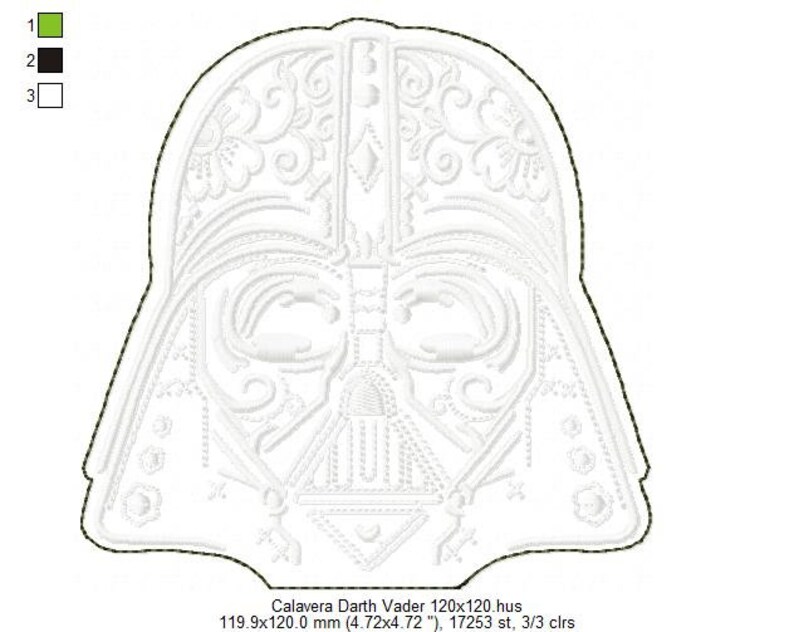 Star Wars embroidery. Darth Vader raw edge applique. Digitized embroidery. 5 sizes image 6