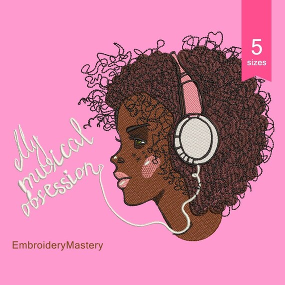 Young African Girl. Machine Embroidery Design. 5 Sizes. Etsy