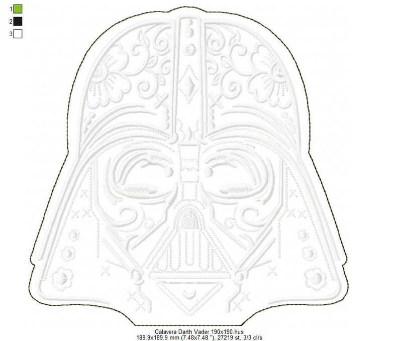 Star Wars embroidery. Darth Vader raw edge applique. Digitized embroidery. 5 sizes image 9