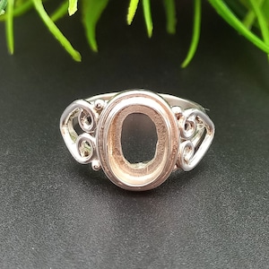 925 Sterling Silver Collet Oval Ring, New Design Bezel Cup Oval Open Blank Ring, Setting For Making Ring 6x4 MM To 30x35 MM, DIY Jewelry
