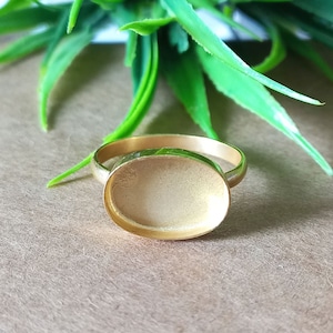 Gold Plated 925 Sterling Silver Collet Oval Bezel Cup Close Blank Ring, Setting For Making Ring 6x4 MM To 30x35 MM, DIY Jewelry Supplies