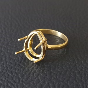 Gold Plated Plain Prong Cup Open Blank 925 Sterling Silver Pear Ring, Setting For Making Ring 6x4 MM To 14x21 MM, DIY Jewelry Supplies