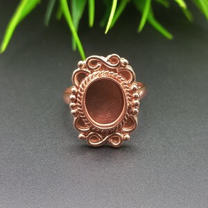 925 Sterling Silver Collet  Ring, Rose Gold Plated New Design Bezel Cup Oval Close Blank Ring, Setting For Making Ring 6x4 MM To 30x35 MM