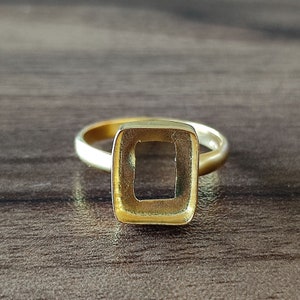 925 Sterling Silver Gold Plated Plain Bezel Cup Open Blank Octagon Collet Ring, Setting For Making Ring 6x4 To 35x40 MM, DIY Jewelry