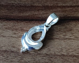925 sterling Silver FABULOUS Design Half Moon Bezel Cup Pear Open Blank Collet Pendant, Setting For Making pendant 6X4 To 14X21 MM, DIY