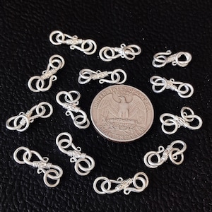 Designer S Hook Clasp With 2 Jump Rings 15.3x5.7 MM - 925 Sterling Silver S Hook - Setting For Making - DIY Jewelry - S Necklaces-Bracelets