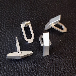 925 Sterling Silver Cufflink - Cuff Hooks - French Cufflink Hook - Setting For Making - DIY Jewelry Supplies - 24x7.5 MM Cufflink Findings