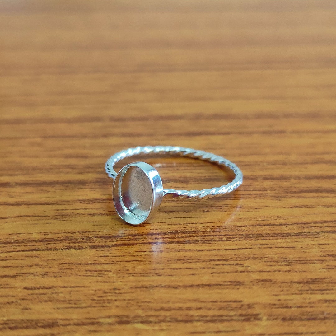 Wire Bezel Rings Plain Bezel Cup Close Blank Spiral Wire 925 Sterling Silver Collet Oval ...