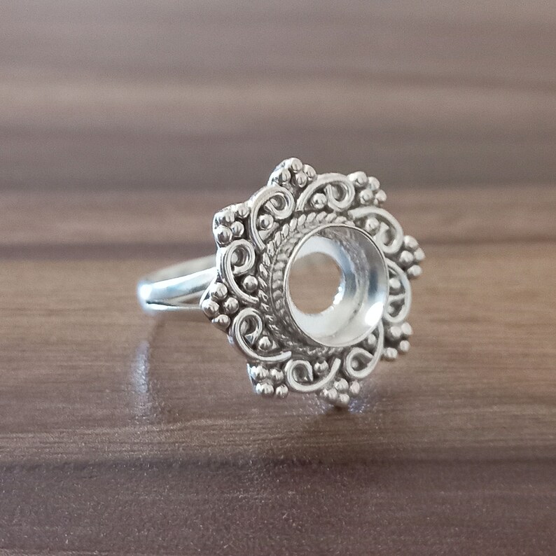925 Sterling Silver Collet Round Ring New Design Round Open - Etsy