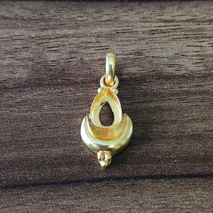 14K Gold Plated Half Moon Design Pear Bezel Cup Open Blank Silver Pendant, Setting For Making Ring 6x4 MM To 14x21 MM, DIY Jewelry Supplies