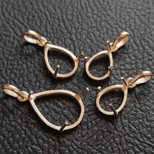 Ciondolo a forma di pera in argento Sterling 925, con castone semplice e aperto, per realizzare pendenti da 6 x 4 mm a 14 x 21 mm, accessori per gioielli fai da te.
