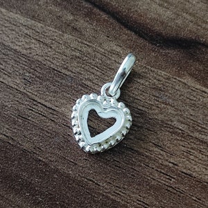 925 Sterling Silver Beaded Bezel Cup Open Blank Collet Heart Pendant, Setting For Making Pendant 3x3 MM To 40x40 MM, DIY Jewelry Supplies