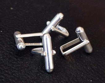 925 Sterling Silver Cufflink - Cuff Hooks - Tube Cufflink Hook - Setting For Making - DIY Jewelry Supplies - 22x7.5 MM Cufflink Findings
