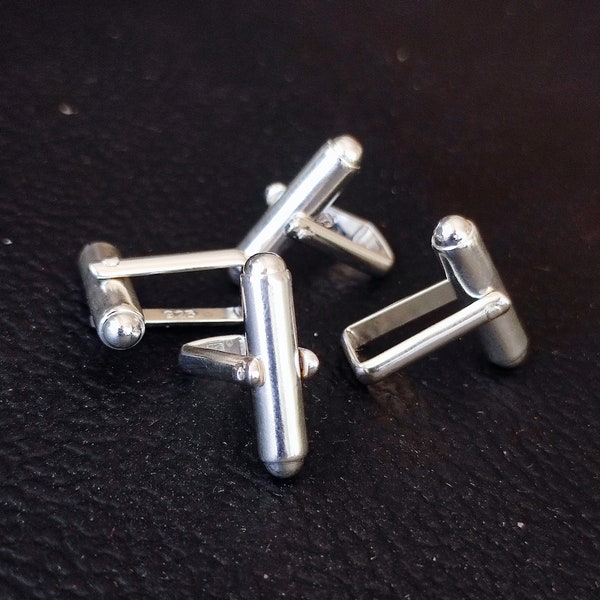 925 Sterling Silver Cufflink - Cuff Hooks - Tube Cufflink Hook - Setting For Making - DIY Jewelry Supplies - 22x7.5 MM Cufflink Findings