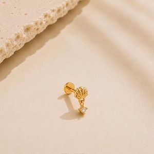 Mini Sea Shell Flat Back Earring in Gold and Sterling Silver, Dainty, Coastal, Beach-Inspired Jewellery
