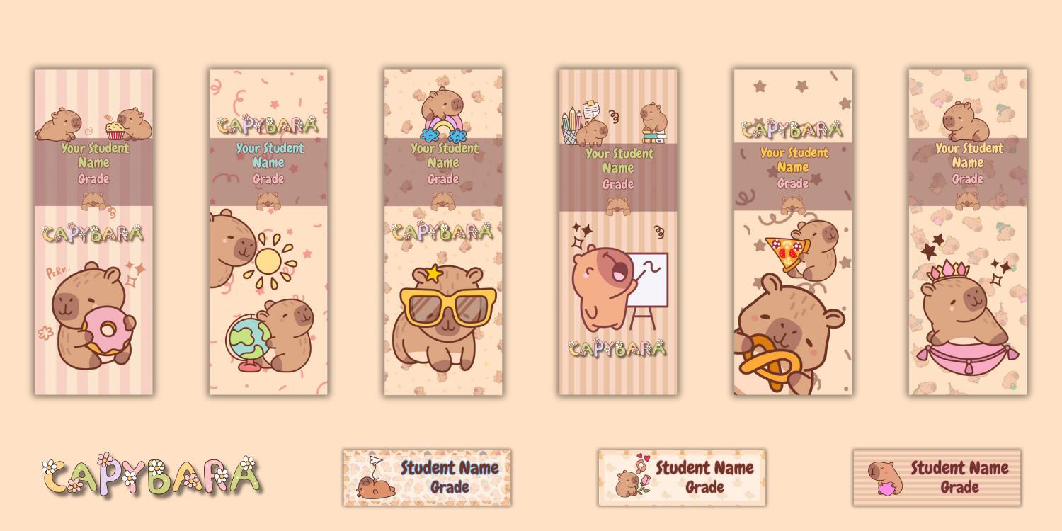 PNG Files School Labels Capybara - Etsy