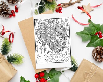 Página para colorear de Mandala de Navidad_Libro para colorear imprimible_Alta calidad_Dibujado a mano_Descarga instantánea_Hojas para colorear para adultos