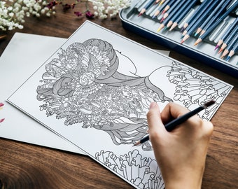 A3 Página para colorear Mandala grande _Hojas para colorear para adultos _Libro para colorear imprimible digital_Alta calidad _Dibujado a mano _ Descarga instantánea