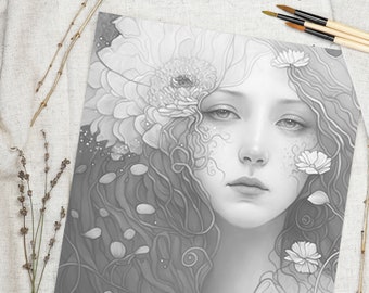Coloring Page Printable Coloring Book for Adults Instant Download High Quality Klimt inspired Grayscale Coloring A3 A4 PDF JPG