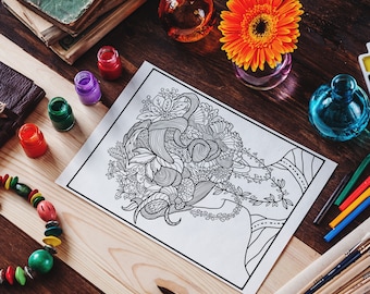 Navidad Invierno Flor Mandala Página para colorear _Libro para colorear imprimible_Alta calidad_Dibujado a mano_Descarga digital_Hojas para colorear para adultos