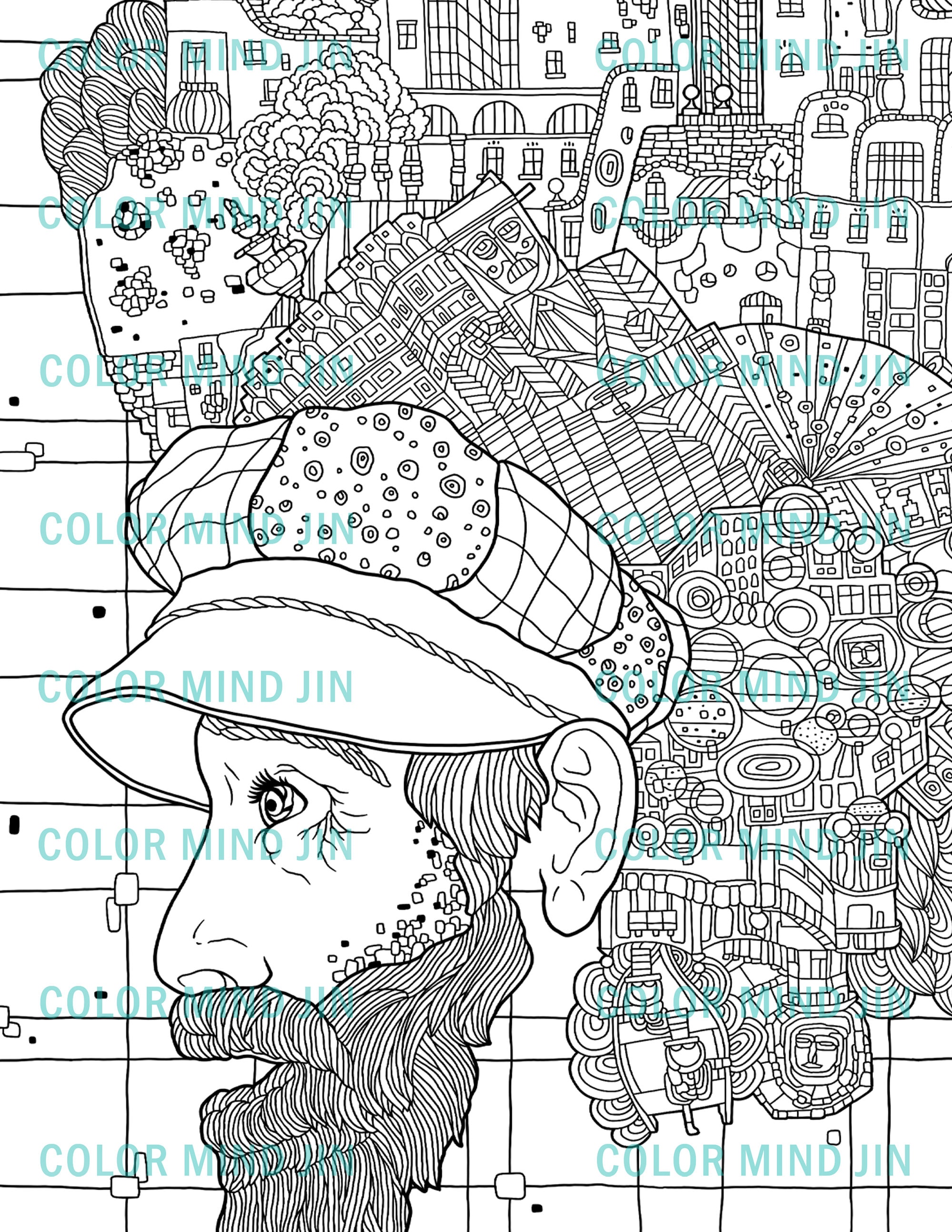 Vintage Coloring Sheets for Adults_large Size Coloring Page_printable