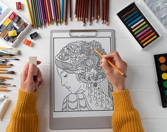 Página para colorear de Mandala de Navidad_Libro para colorear imprimible_Alta calidad_Dibujado a mano_Descarga instantánea_Hojas para colorear para adultos