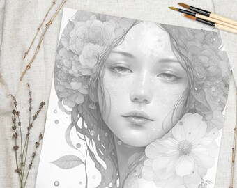 Coloring Page Printable Coloring Book for Adults Instant Download High Quality Klimt inspired Grayscale Coloring A3 A4 PDF JPG