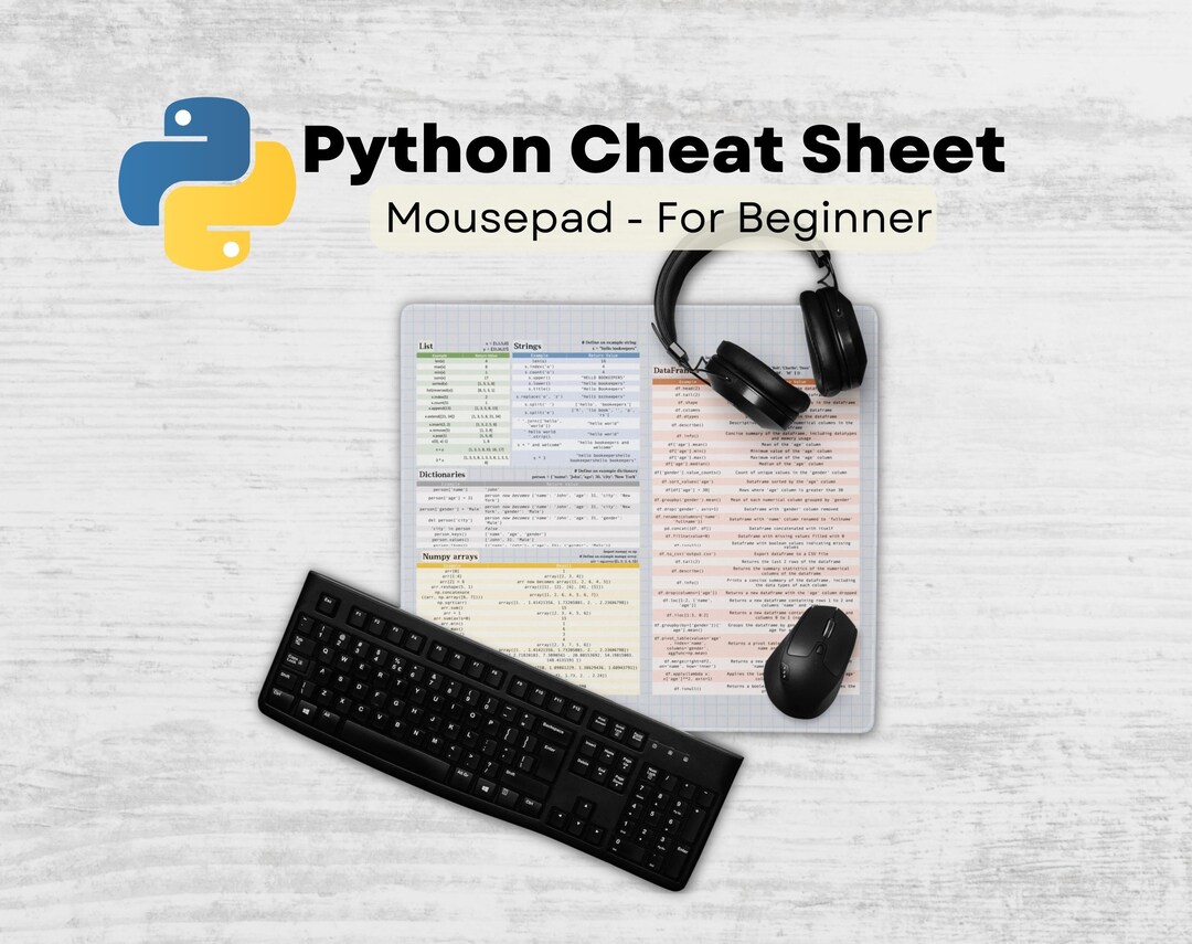 Python Cheat Sheet Mousepad for Beginnerpython Reference - Etsy