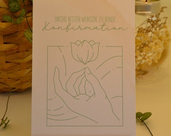 10 Konfirmationskarten optional mit Geldkuvert auf der Rückseite * Glückwunschkarten zur Konfirmation * Line Art * Salbeigrün