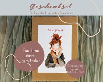 Me Time Geschenkbox mit Mini-Sonnenfänger, Notizheft samt Stift, Rosenquarz & mehr – Selfcare Set für Frauen - Optional mit Personalisierung