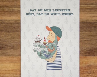 Postkarte "Dat Du Min Leevsten Büst" - Grußkarte auf Plattdeutsch im Format DIN A6