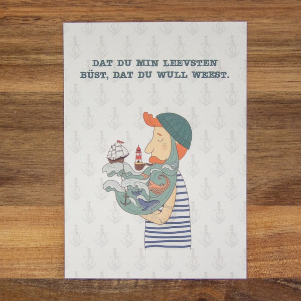 Postkarte "Dat Du Min Leevsten Büst" - Grußkarte auf Plattdeutsch im Format DIN A6