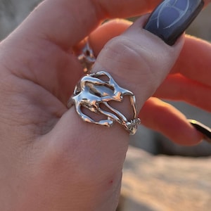 Dripping Liquid Silver Ring - Can Never Be Replicated | Handmade Sterling Silver 925 Abstract Funky