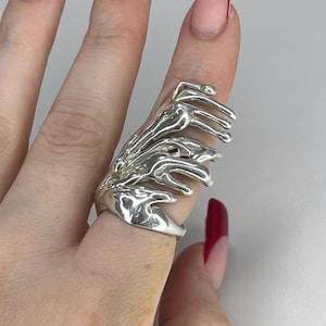 Silver Chrome Ring - Can Never Be Replicated | Handmade Sterling Silver 925 Funky y2k Grunge