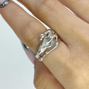 Liquid Silver Jewelry - Organic Shaped Ring, Can Never Be Replicated | Handmade Sterling Silver 925 Abstract Design