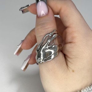 Molten Silver Abstract Ring - Chunky Chrome Artistic Handmade Can't Be Replicated Sterling Silver 925