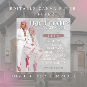 Serviços de reparo de crédito com crédito ruim Flyer animado Business Social Media Instagram Template Premade Flyer Edit in Canva