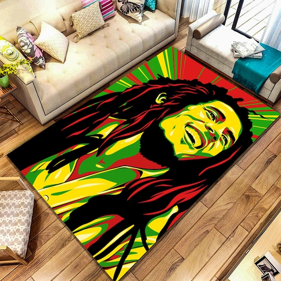 Living Room Rug Jamaican Colors Reggae Rug Bob Marley Rug Etsy