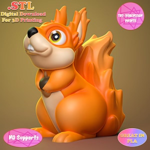Niedliches rotes Eichhörnchen Spielzeug / 3D Druck Instant Download/3D gedrucktes Spielzeug / 3D gedrucktes Eichhörnchen / Eichhörnchen Spielzeug