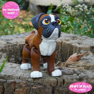 Flexi Boxer Dog Print In Place Toy /3D Print Instant Download/3D Printed Dog/3d printed boxer/articulated dog