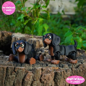 Print-In-Place Cute flexi Dachshund Dog Articulated / 3D Print Instant Download/ 3D Printed Toy/ Dachshund articulated/flexi Dachshund
