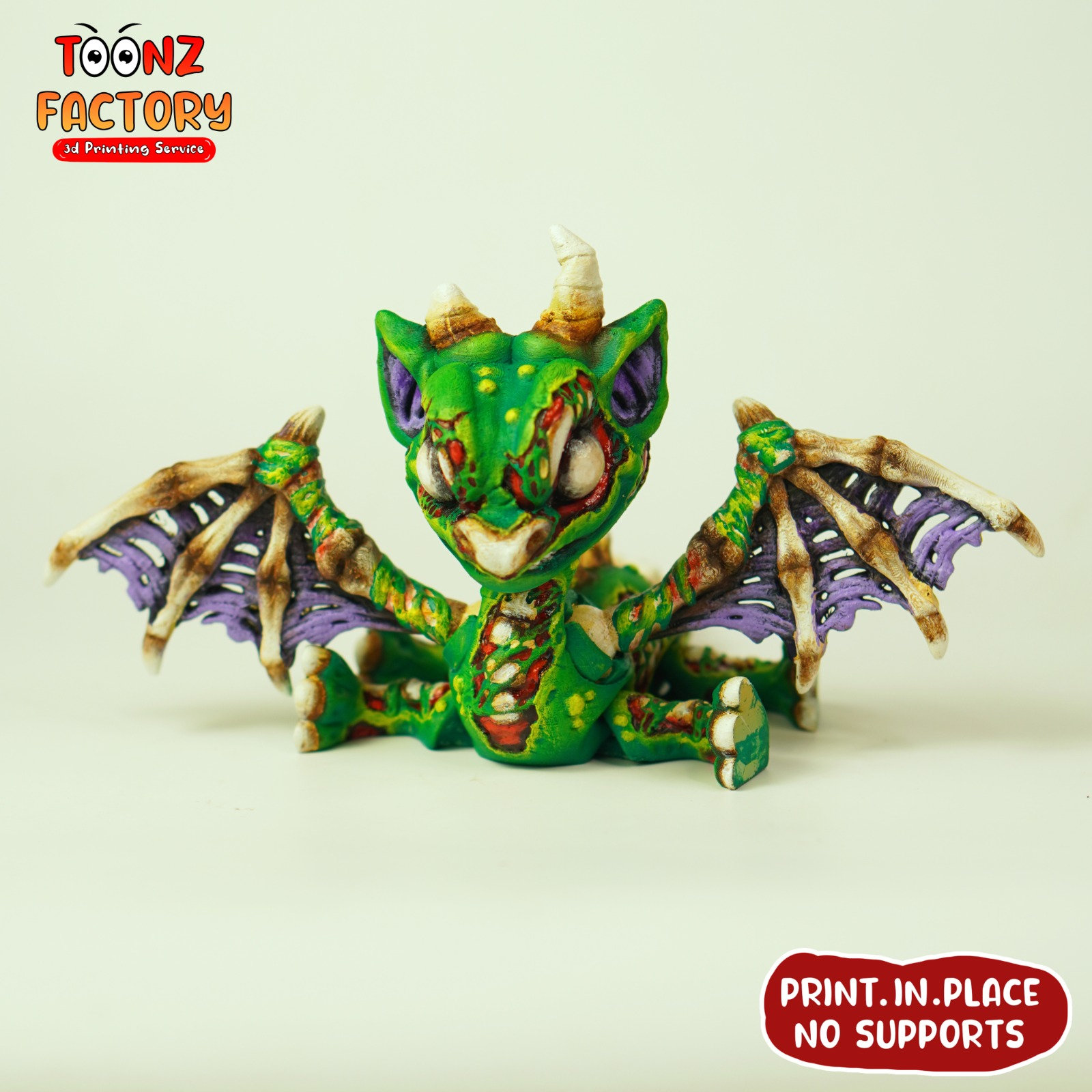 dragon1 Flexi Zombie Dragon 3D Print, Articulated Halloween Decor (instant