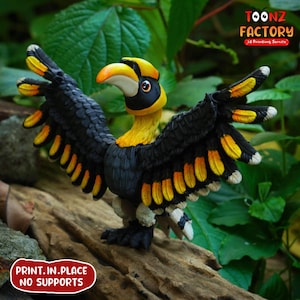 Süßer Flexi Hornvogel gelenkig / 3D Print Instant Download/3D gedrucktes Spielzeug/3d gedruckter Hornvogel/gelenkiger Nashornvogel