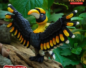 Flexi Great Hornbill Articulated 3D Print (Instant Download)