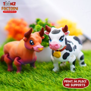 Niedliche Flexi Kuh & Stier / 3D Druck Sofortdownload/3D gedrucktes Spielzeug/3D gedruckte Kuh/Gelenkkuh