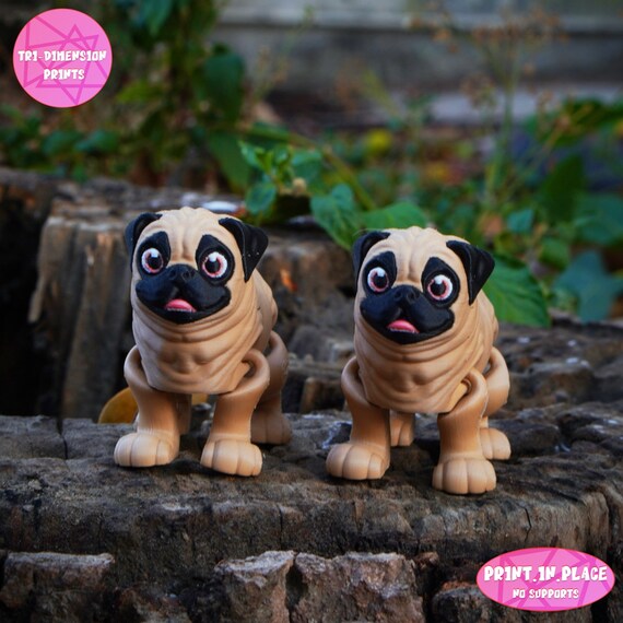 Print-in-place Cute Flexi Pug Dog Articulated / 3D Print