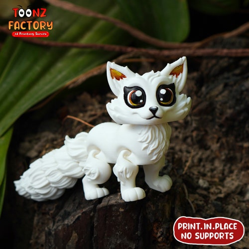 Flexi Arctic Fox 3D Print Toy - Articulated Print-in-place