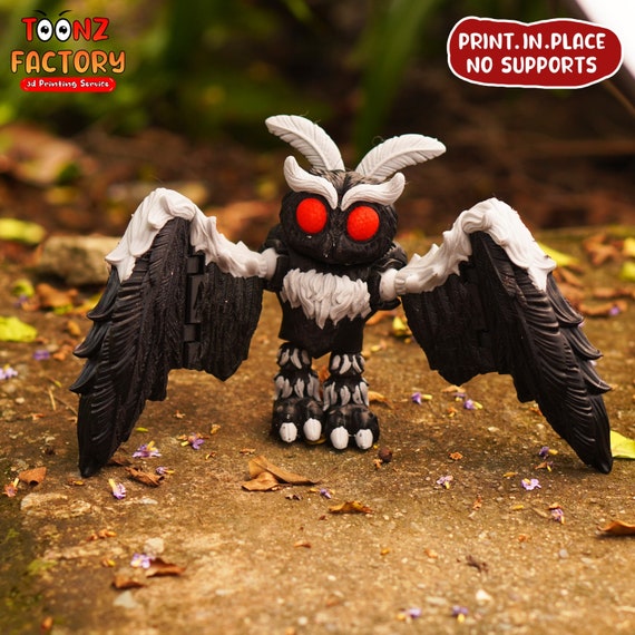 Flexi Mothman 3D Print, Articulated Cryptid Figure (instant
